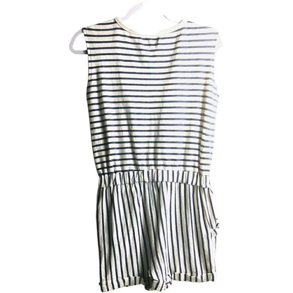 7 for All Mankind Striped Off White Navy Blue Short Romper - Picture 5 of 10